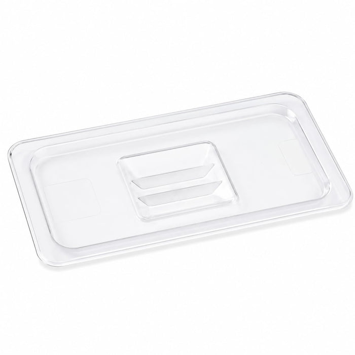 [6 PACK] 1/3 Size Translucent Polypropylene Food Pan Lid with Handle, BPA Free, NSF Listed, 12.75 x 6.94 Inches, Freezer Safe, Stackable