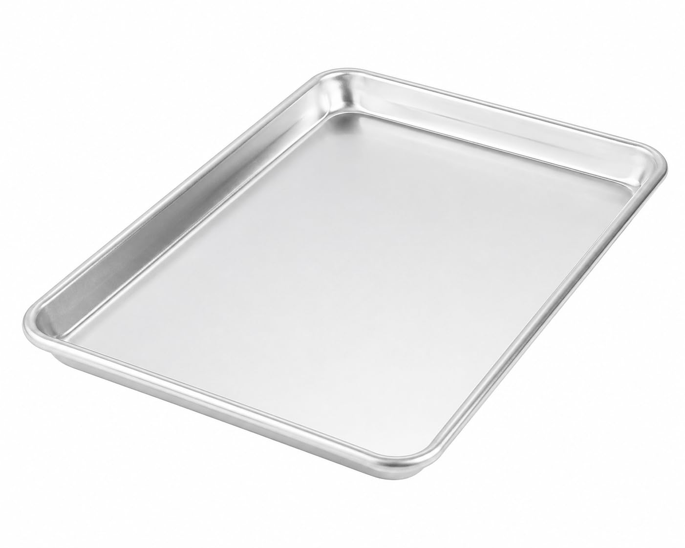 Quarter Size Aluminum Sheet Pan, 19 Gauge Wire Rim, Silver, Rectangle, 9.5 x 13 Inch, Freezer and Oven Safe, Hand Wash Only