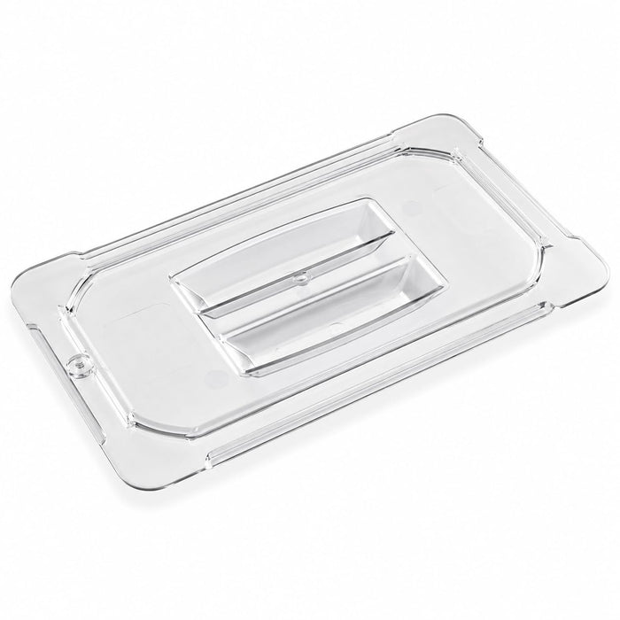 [6 PACK] 1/4 Size Polycarbonate Food Pan Lid with Handle, Clear, Rectangle, NSF Listed, Stackable, Dishwasher Safe, 10.38 x 6.38 Inches