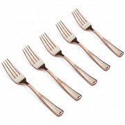 Glownary Classic Heavy Weight Plastic Fork, 7.25 Inch, Rose Gold, 400 Count Case for Catering, Weddings, Parties