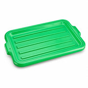 20 x 15 Inch Heavy-Duty Polypropylene Bus Tub Lid, Green Storage Box Cover, Stackable Design with Reinforced Rim, Drain Holes, Commercial Grade