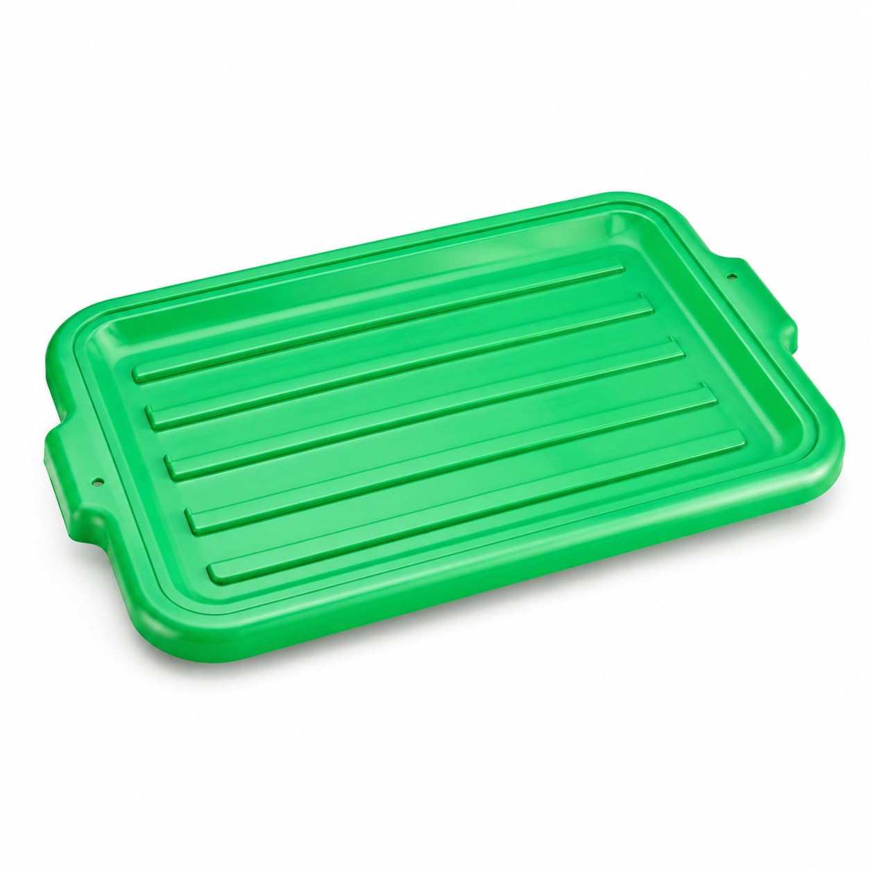 20 x 15 Inch Heavy-Duty Polypropylene Bus Tub Lid, Green Storage Box Cover, Stackable Design with Reinforced Rim, Drain Holes, Commercial Grade