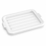 20 x 15 Inch Heavy-Duty Polypropylene Bus Tub Storage Box Lid, White, Stackable with Reinforced Rim, Dishwasher Safe