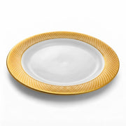 Glownary Lattice 7.5 Inch Plastic Plates, Ivory with Gold Design, Disposable, BPA Free, Round, 15 Count, for Appetizers and Desserts