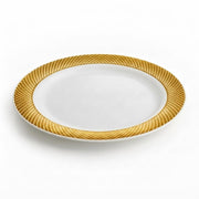 Glownary Lattice White Plastic Plates, 9 Inch, Gold Decorative Rim Design, Round, BPA Free, Disposable, 12 Count, for Events and Weddings