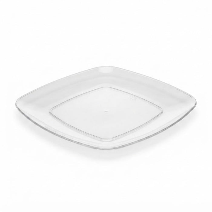 Glownary Coupe Square Plastic Plates, 6 Inch Clear, BPA Free, Disposable, for Events and Weddings, 10 Count