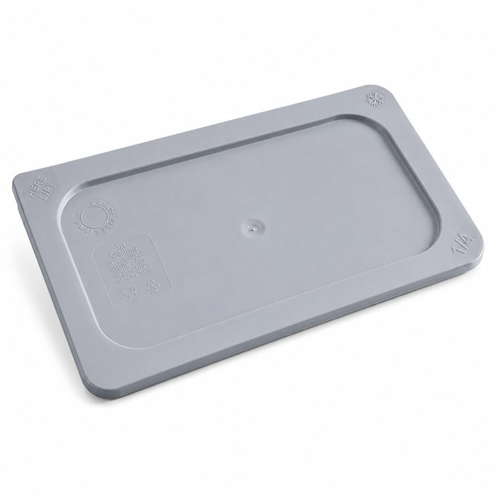 [6 PACK] 1/4 Size Gray Polyethylene Food Pan Cover, Secure Sealing Lid, Temperature Range -40F to 180F, NSF Listed, BPA Free, 10.25 x 6.38 Inches
