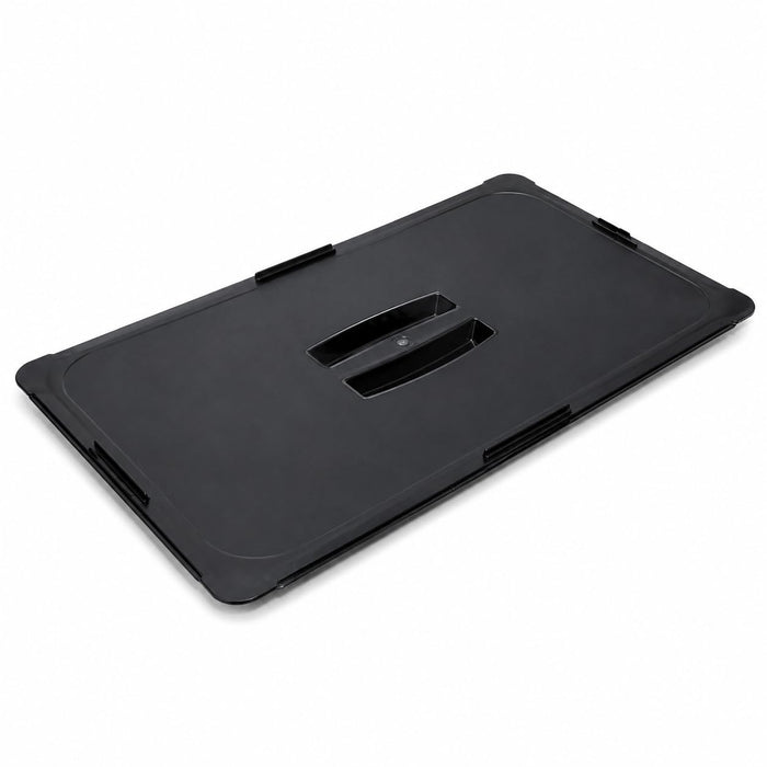 [6 PACK] Full Size Black Polycarbonate Food Pan Lid with Handle, NSF Listed, Rectangle, 20.75 x 12.875 Inches, Stackable, Dishwasher Safe