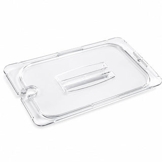 [6 PACK] 1/2 Size Polycarbonate Food Pan Lid with Handle and Notch, Clear, NSF Listed, Stackable, 12.75 x 10.38 Inches, Dishwasher Safe