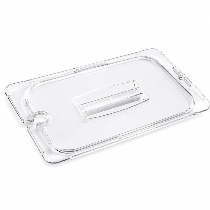 [6 PACK] 1/2 Size Polycarbonate Food Pan Lid with Handle and Notch, Clear, NSF Listed, Stackable, 12.75 x 10.38 Inches, Dishwasher Safe