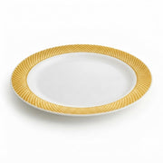 Glownary Lattice 9 Inch Plastic Plates, Ivory with Gold Design, Round Polystyrene, BPA Free, Disposable, 12 Count Sample Pack