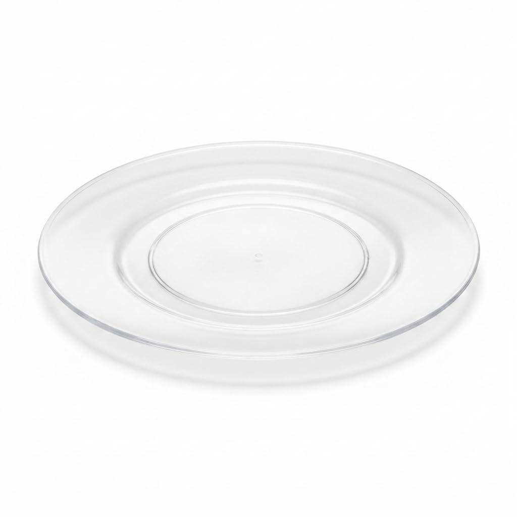 Glownary Coupe Clear Plastic Plates, 6 Inch Round, BPA Free, Disposable, for Events and Weddings, 15 Count