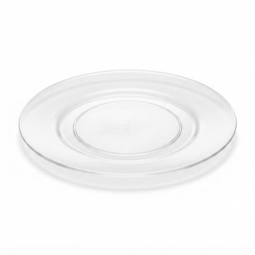 Glownary Coupe Clear Plastic Plates, 6 Inch Round, BPA Free, Disposable, for Events and Weddings, 15 Count