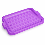 20 x 15 Inch Purple Heavy-Duty Polypropylene Bus Tub Lid, Storage Box Cover with Reinforced Rim, Stackable Design, Drain Holes, Commercial Grade