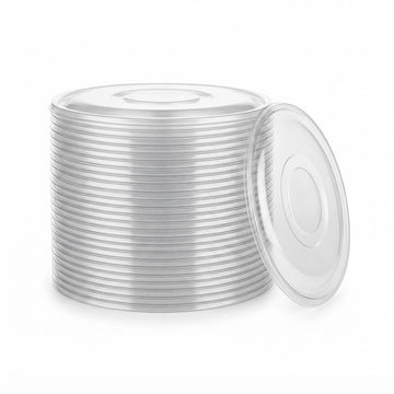 Glownary Clear PET Plastic Flat Lid, 15.25 Inches Round, for 320 oz Bowls, Stackable, BPA Free, Recyclable, 25 per Case