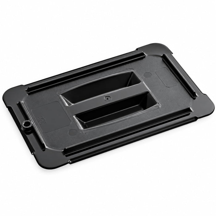 [6 PACK] 1/4 Size Black Polycarbonate Food Pan Lid with Handle, NSF Listed, Stackable, Dishwasher Safe, 10.375 x 6.375 Inches, Rectangle Shape