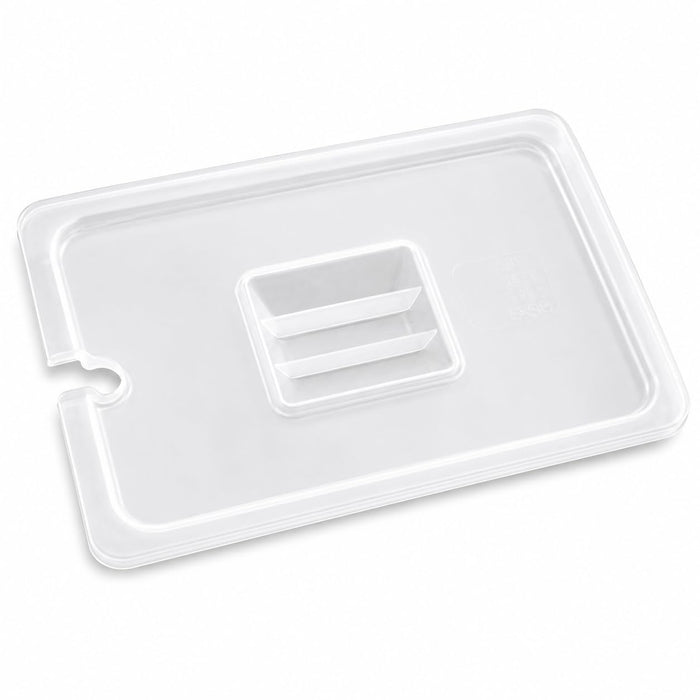 [6 PACK] 1/2 Size Translucent Polypropylene Food Pan Lid with Handle and Notch, NSF Listed, BPA Free, Freezer Safe, Dishwasher Safe, 12.75 x 10.44 Inches