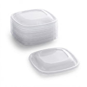 Glownary Clear PET Plastic Square Dome Lid, 5.5 x 5.5 Inch, BPA Free, Recyclable, for 8-16 oz Bowls, 125 Pack