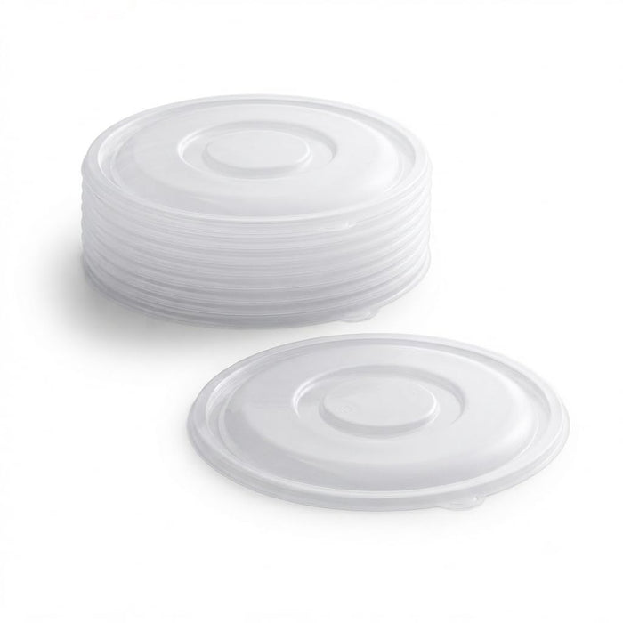Glownary Clear PET Plastic Flat Lid, 12.25 Inches Round, for 160 oz Bowls, Stackable, BPA Free, Recyclable, 5 Pack