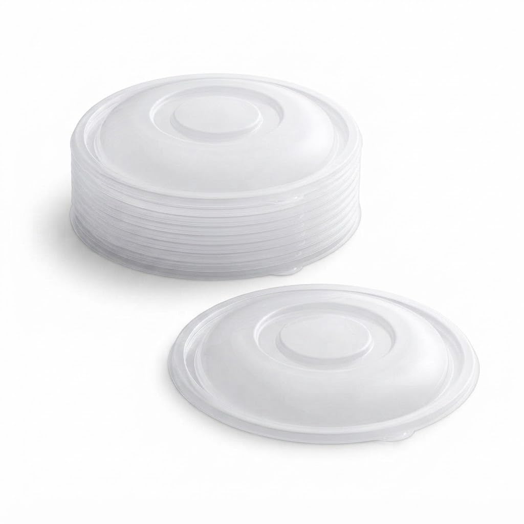 Glownary Clear PET Plastic Dome Lid, 12.25 Inch Diameter, BPA Free, Recyclable, Stackable, for 160 oz Round Bowls, 5 Pack