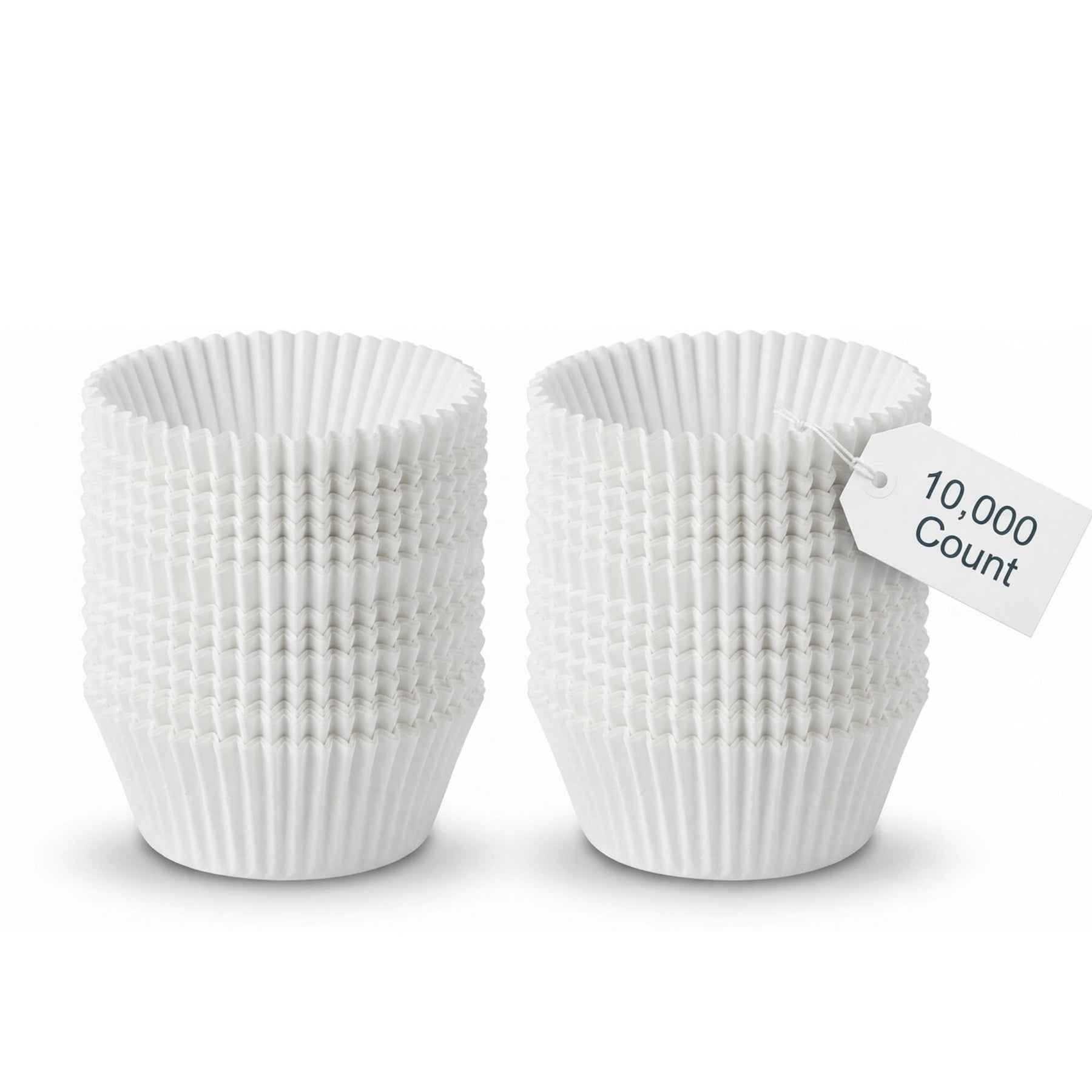 Glownary White Fluted Jumbo Baking Cups, Paper, 2.25 x 1.875 Inch, 5 oz Capacity, Oven Safe to 450°F, 10000/Case