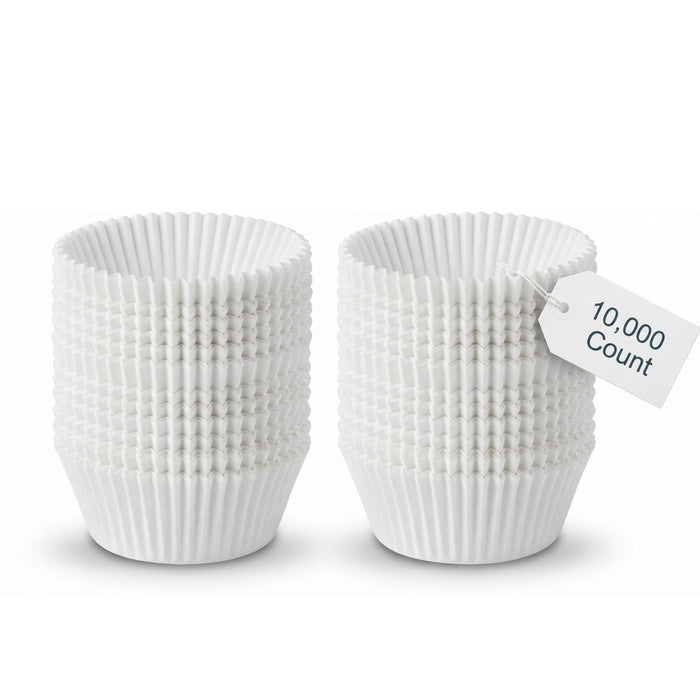 Glownary White Fluted Jumbo Baking Cups, Paper, 2.25 x 1.875 Inch, 5 oz Capacity, Oven Safe to 450°F, 10000/Case