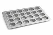 Glownary 24-Cup Jumbo Muffin Pan, Aluminized Steel, Silicone Glazed, 18 x 26 Inch, 7 oz Capacity per Cup, Silver, Commercial Grade