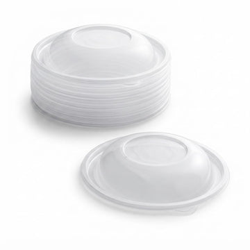 Glownary Clear PET Plastic Dome Lid, 7.75 Inch Diameter, for 24 and 32 oz Round Bowls, BPA Free, Recyclable, Stackable, 25 Pack