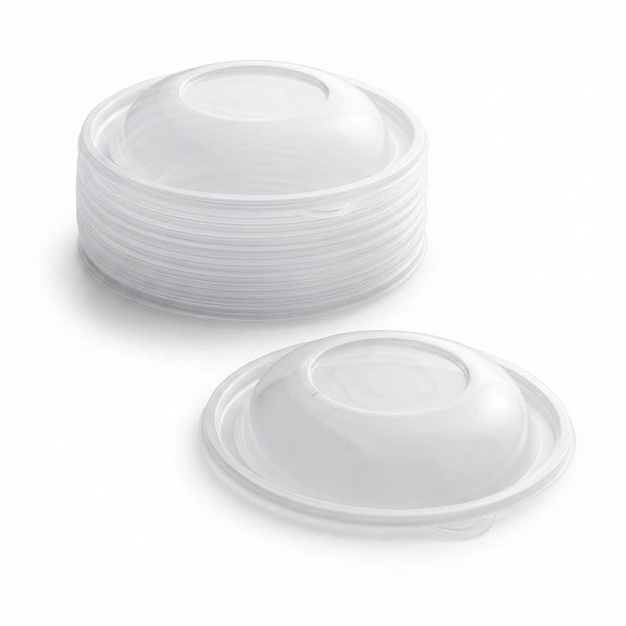 Glownary Clear PET Plastic Dome Lid, 7.75 Inch Diameter, for 24 and 32 oz Round Bowls, BPA Free, Recyclable, Stackable, 25 Pack