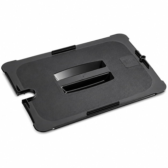[6 PACK] 1/2 Size Black Polycarbonate Food Pan Lid with Notch and Handle, Dishwasher Safe, NSF Listed, 12.75 x 10.38 Inches, Rectangle, Stackable