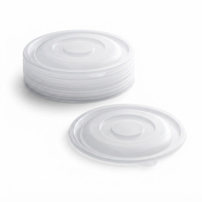 Glownary Clear PET Plastic Flat Lid, 10 Inch Round, BPA Free, Stackable, for 64 and 80 oz Bowls, 5 Pack