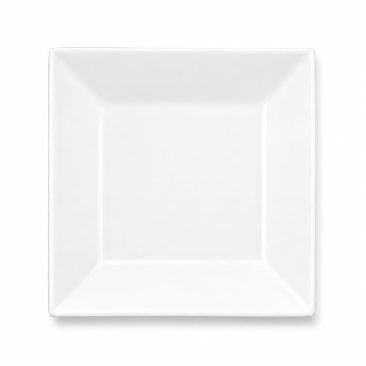 Glownary Square Porcelain Plate, 6 Inch, Bright White, Commercial Grade, Microwave and Oven Safe, Wide Rim, 36 per Case