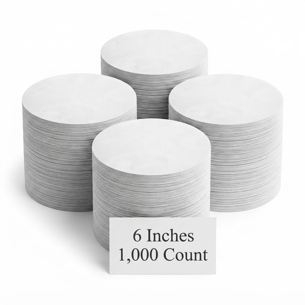 6-Inch Round Dry Wax Pan Liners, White, Grease-Resistant, 1000 Sheets per Case, Made in USA, for Cake Baking