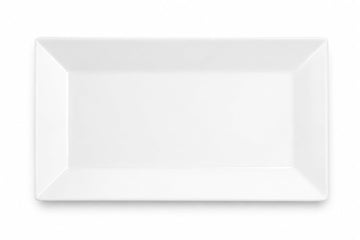 Glownary Bright White Rectangular Porcelain Platter, 14.5 x 8.25 Inch, Wide Rim, Dishwasher Safe, Commercial Grade, 12 per Case