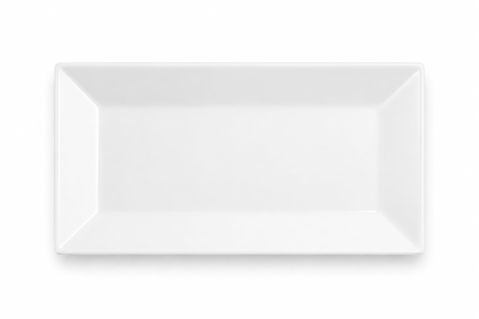 Glownary Rectangular Porcelain Platter, Bright White, 13 x 7.25 Inch, Wide Rim, Dishwasher Safe, Commercial Grade, 12 per Case