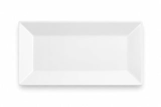 Glownary Rectangular Porcelain Platter, Bright White, 13 x 7.25 Inch, Wide Rim, Dishwasher Safe, Commercial Grade, 12 per Case