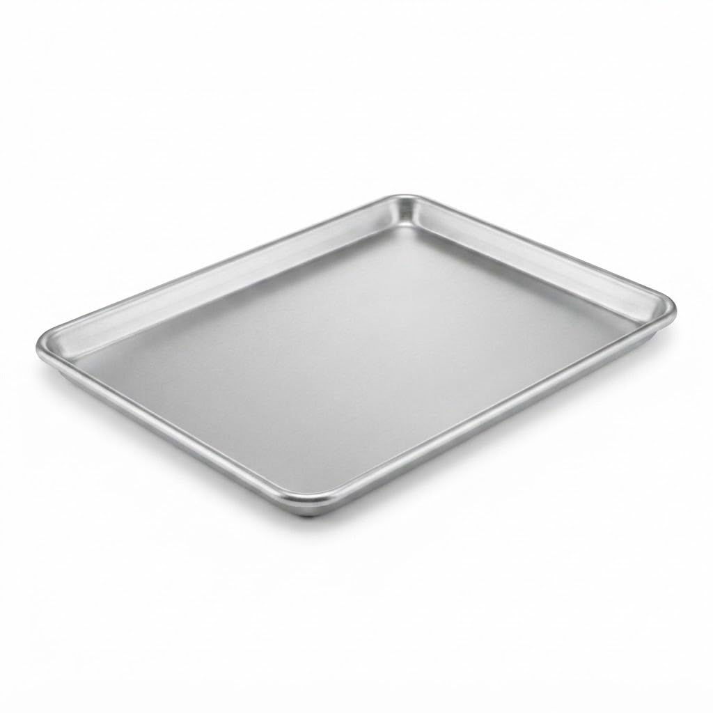 Commercial Aluminum Sheet Pan, 18 Gauge Full Size with Wire Rim, 18 x 26 Inch, Stackable Baking Tray for Professional Kitchen Use