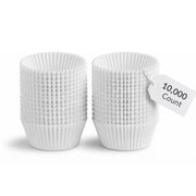 White Fluted Mini Baking Cups, Paper Cupcake Liners, 1.5 x 1 Inch, Oven Safe to 450F, 10000 Count Case