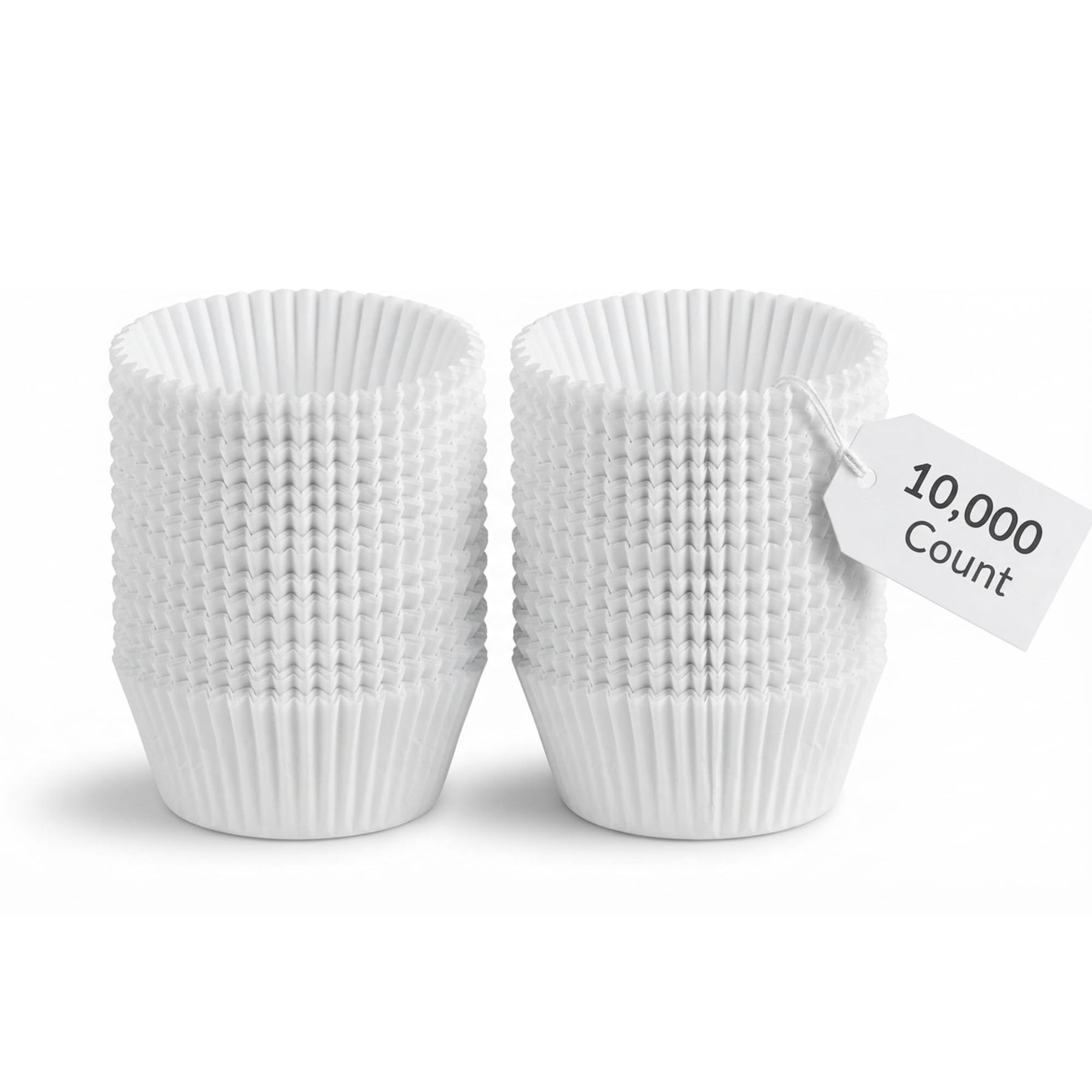 White Fluted Mini Baking Cups, Paper Cupcake Liners, 1.5 x 1 Inch, Oven Safe to 450F, 10000 Count Case