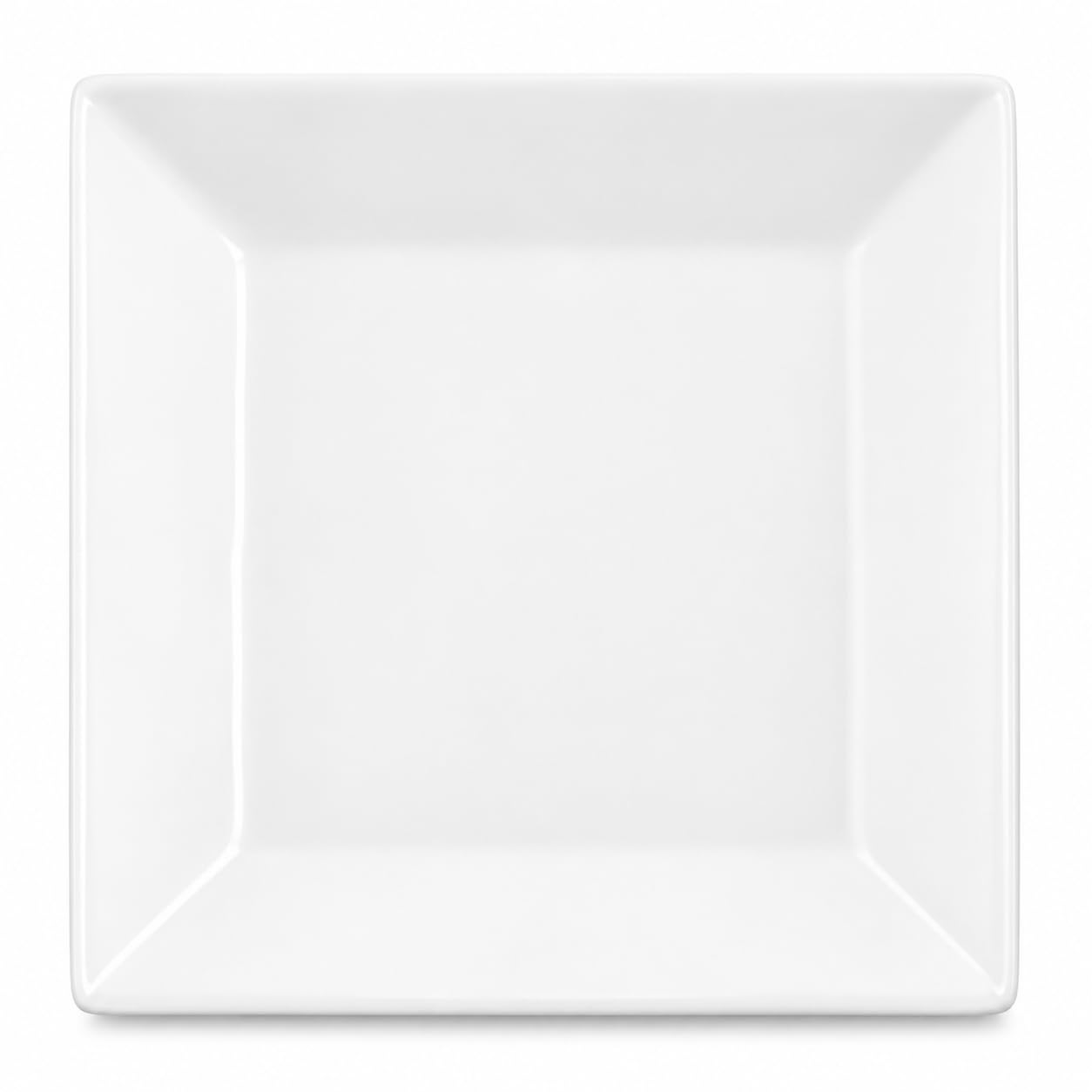 Glownary Square Porcelain Plate, 7 Inch, Bright White, Commercial Grade, Microwave and Oven Safe, Wide Rim Design, 36 per Case