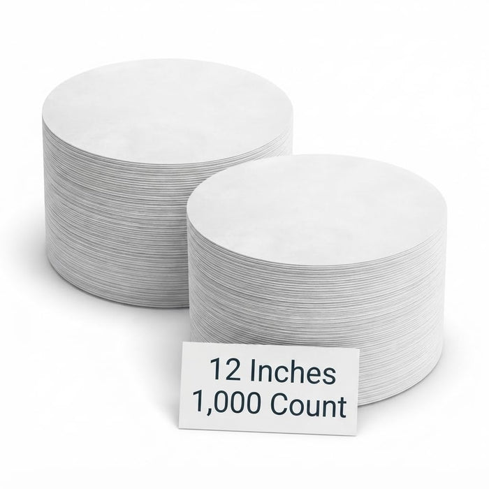 Glownary 12 Inch Round Dry Wax Pan Liners, White, Grease-Resistant, Pre-Cut Sheets for Cake Baking, 1000 Count Case