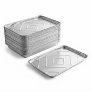 Glownary Full Size Aluminum Foil Sheet Cake Pan, Silver, 25.75x17.75x1.5 Inches, Oven Safe, Recyclable Bakery Pan, 25 Count