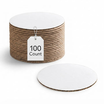 Glownary 14-Inch White Corrugated Cake Circle, Grease-Resistant Cardboard, Single Wall Cake Drum for Professional Bakery Use,100 Count Case