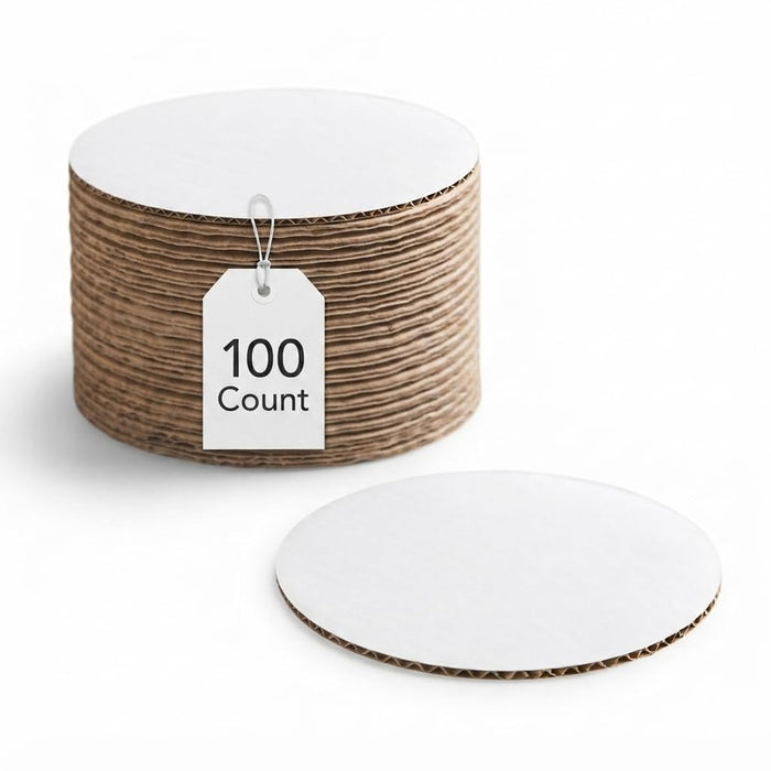 Glownary 14-Inch White Corrugated Cake Circle, Grease-Resistant Cardboard, Single Wall Cake Drum for Professional Bakery Use,100 Count Case