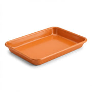 Glownary 1/8 Size Aluminum Sheet Pan, 19 Gauge Non-Stick, Orange Wire Rim, 6.5 x 9.5 Inch, Rectangular Bun Tray