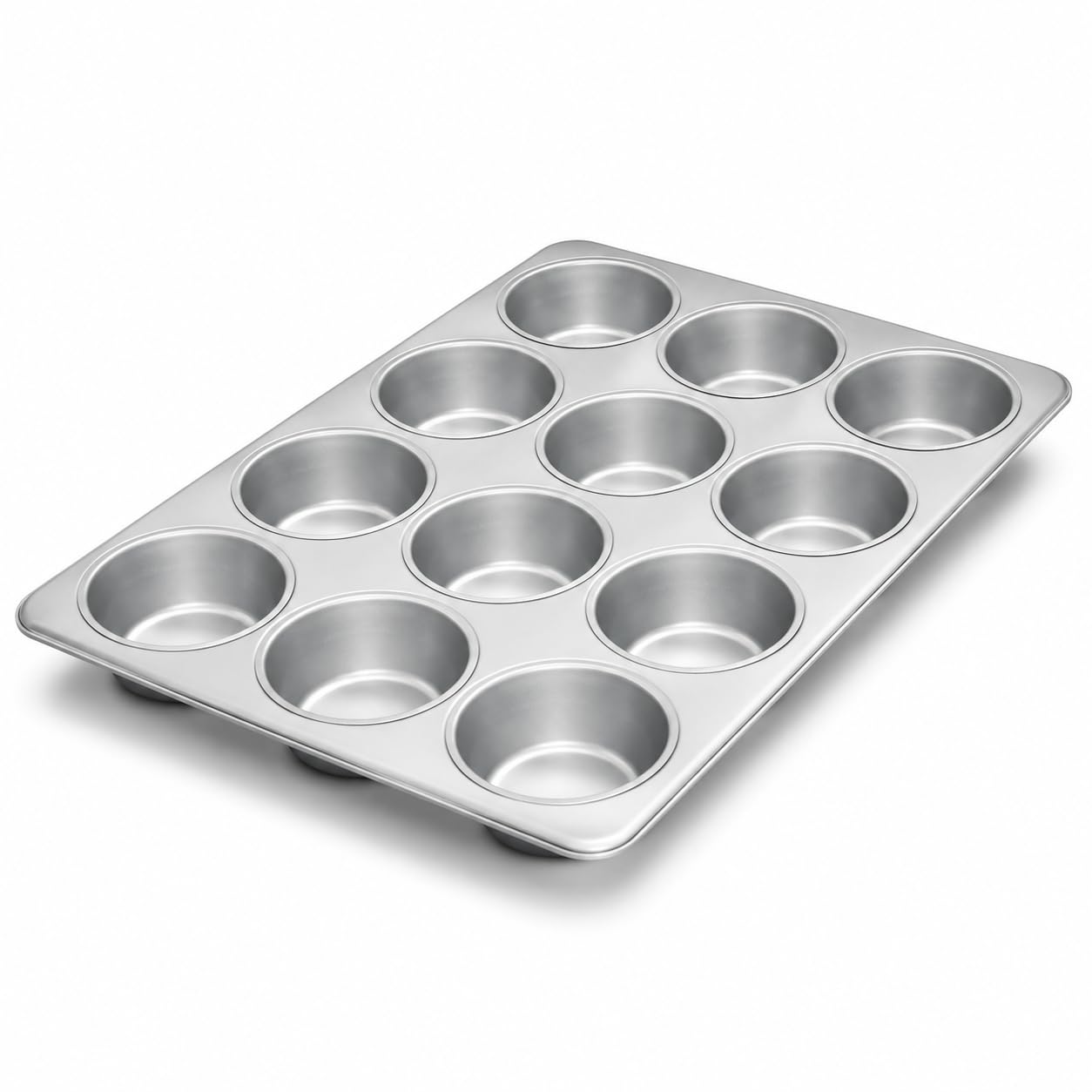 Glownary 12-Cup Jumbo Muffin Pan, Aluminized Steel, Silicone Glazed, 13 x 18 Inch, Commercial Cupcake Bakeware