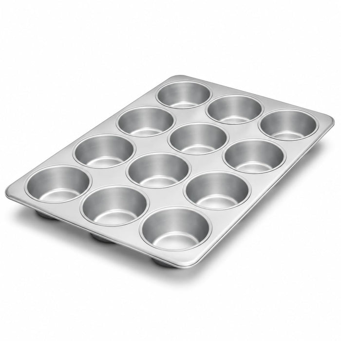Glownary 12-Cup Jumbo Muffin Pan, Aluminized Steel, Silicone Glazed, 13 x 18 Inch, Commercial Cupcake Bakeware