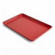 Glownary Quarter Size Aluminum Sheet Pan, 19-Gauge Non-Stick Red Wire Rim Bun Tray, 9.5 x 13 Inch, Freezer and Oven Safe