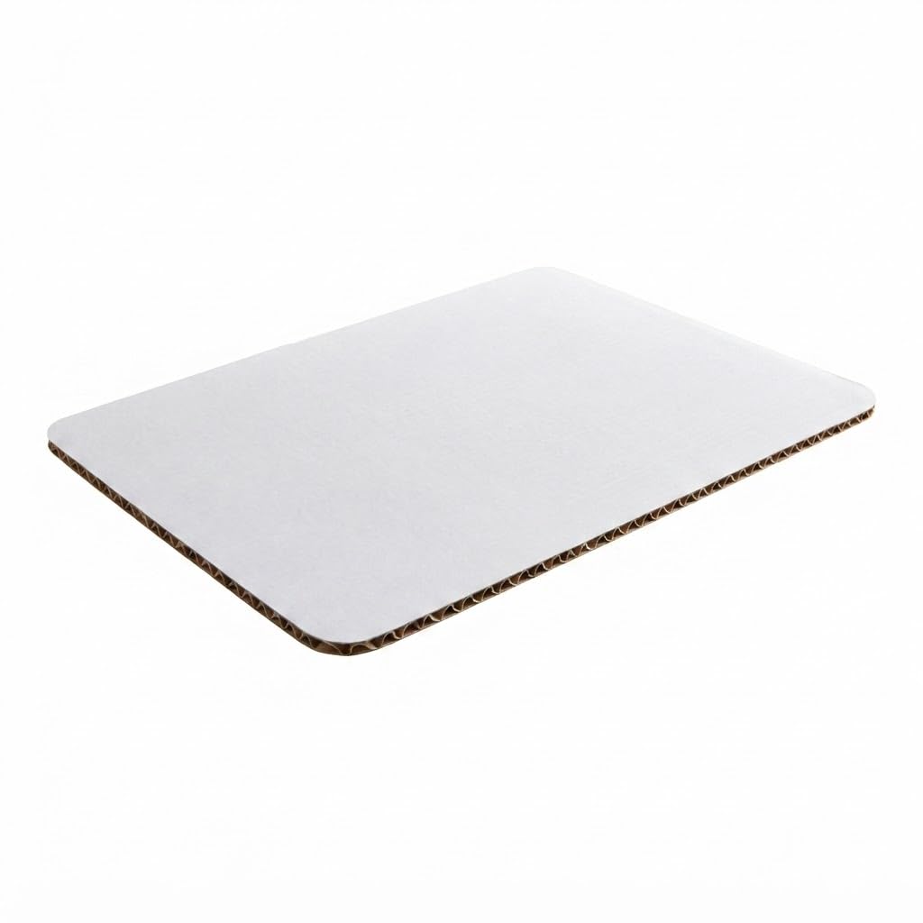 Glownary White Corrugated Cake Pad, 25.5 x 17.5 Inch, Grease-Resistant, Single Wall Cardboard, Rectangle Cake Drum, 50 per Case