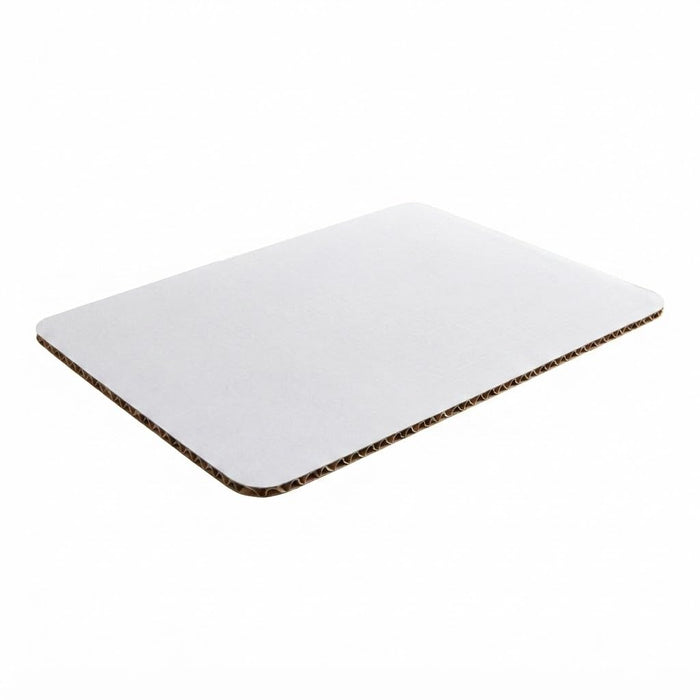 Glownary White Corrugated Cake Pad, 25.5 x 17.5 Inch, Grease-Resistant, Single Wall Cardboard, Rectangle Cake Drum, 50 per Case